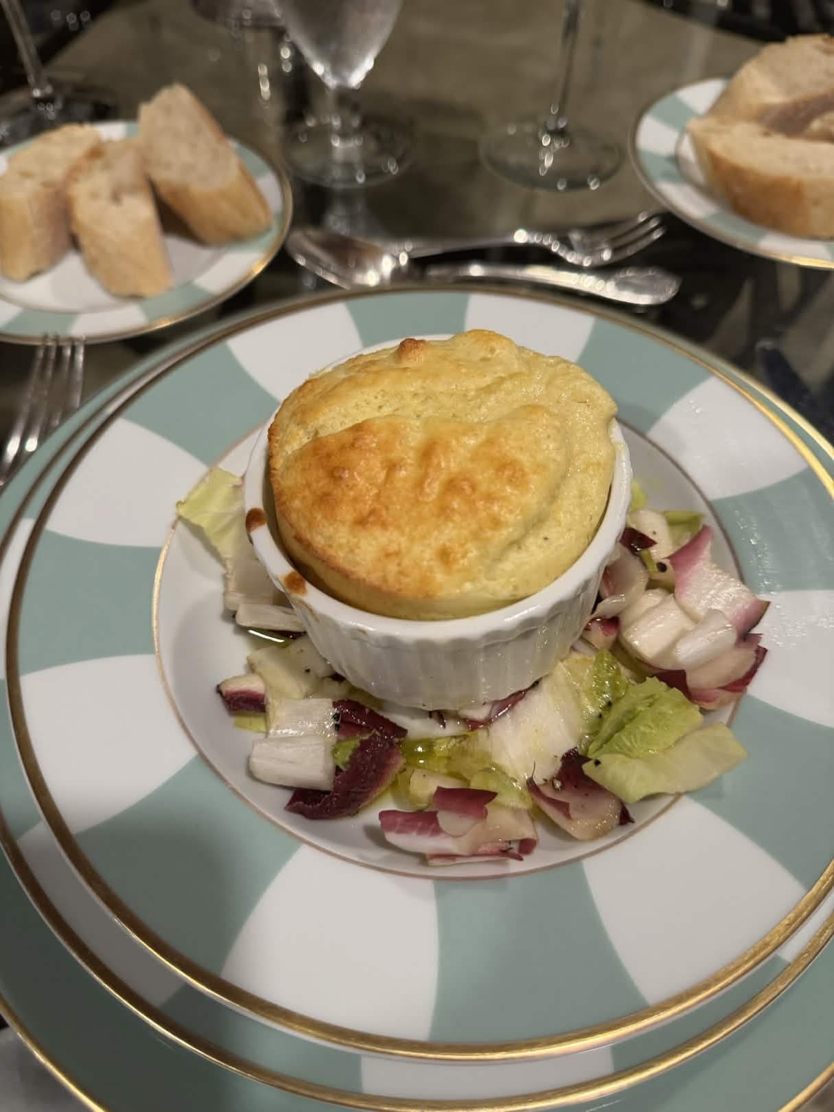 Soufflé with garden salad